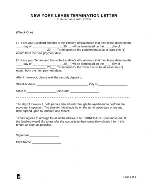 Termination And Mutual Release Agreement Free New York Lease Termination Letter Form 30 Days Pdf Word