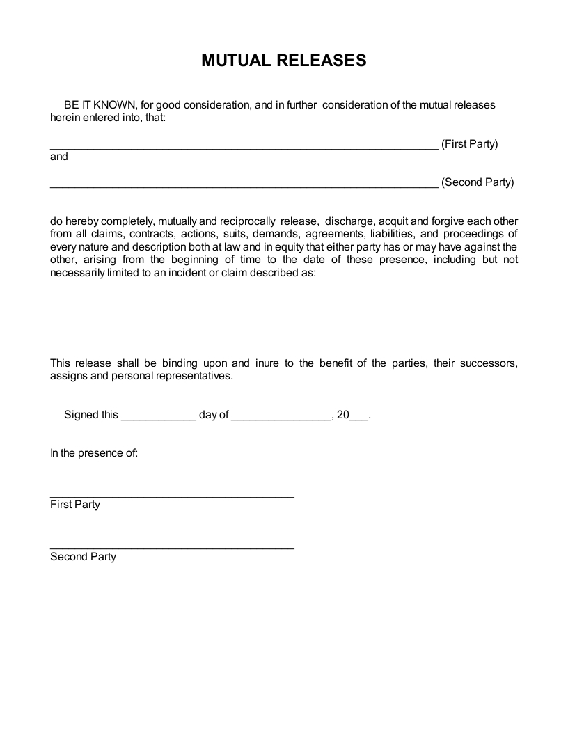 Termination And Mutual Release Agreement Mutual Release Form Real Estate Agreement Real Estate Real