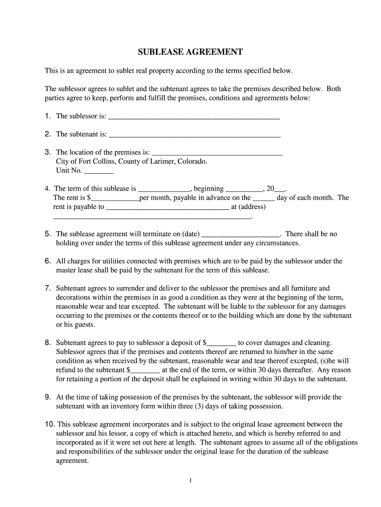 Texas Sublease Agreement Sublease Agreement Fill Online Printable Fillable Blank Pdffiller