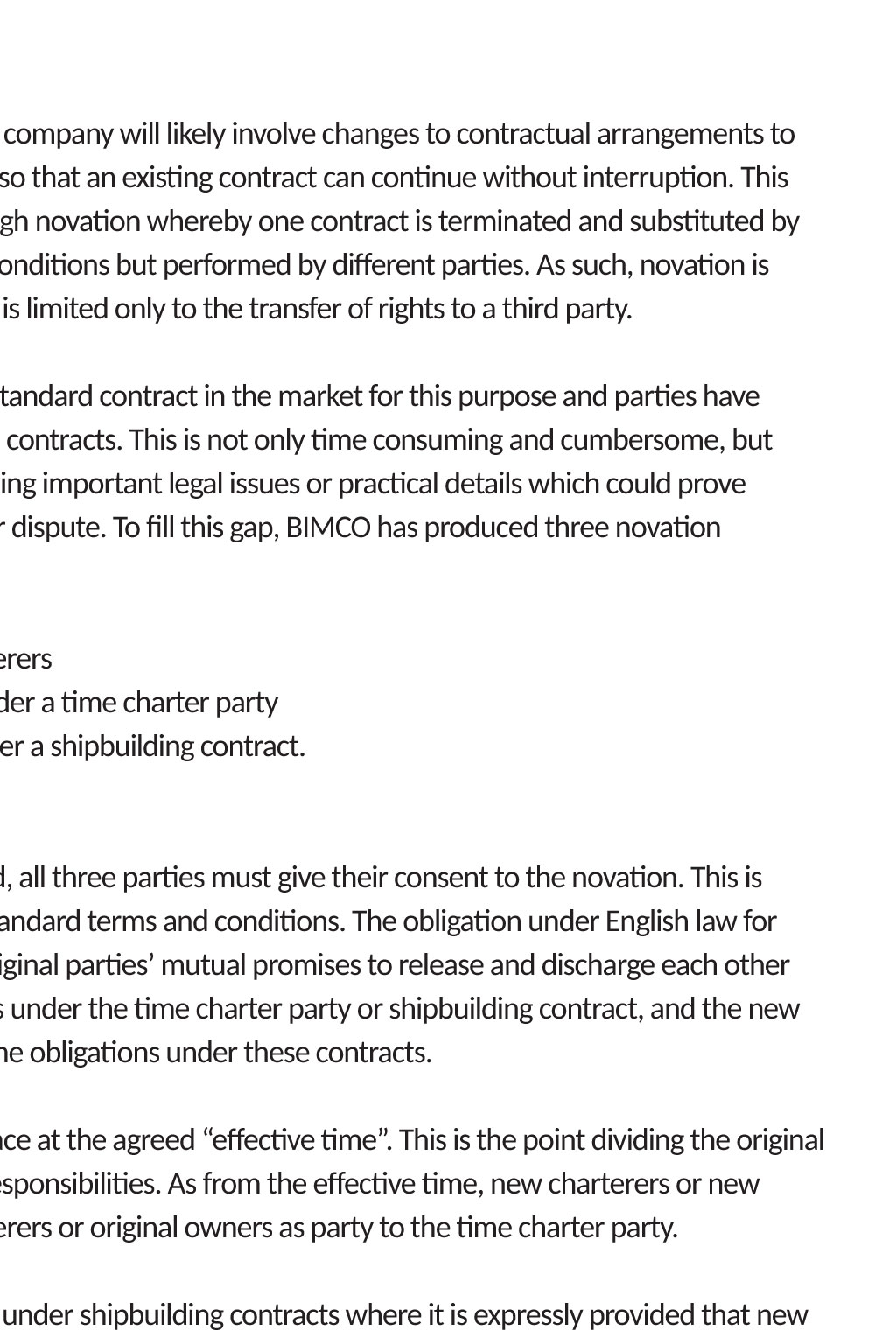 Three Parties Agreement Novation Agreements Bimco Bulletin