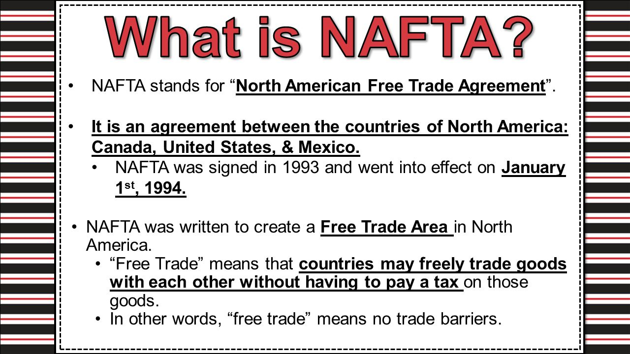 Trade Agreement Definition North American Free Trade Agreement Nafta Stands For North