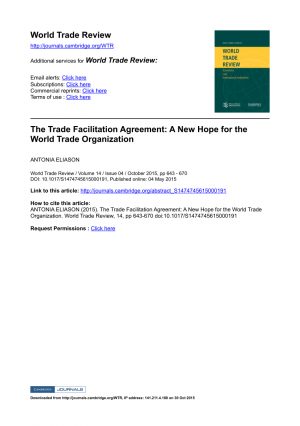 Trade Facilitation Agreement Pdf The Trade Facilitation Agreement A New Hope For The World