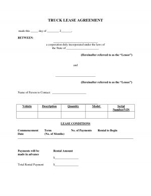 Truck Lease Agreement Template Trailer Lease Agreement Form 40995 Best S Of Mercial Truck Lease