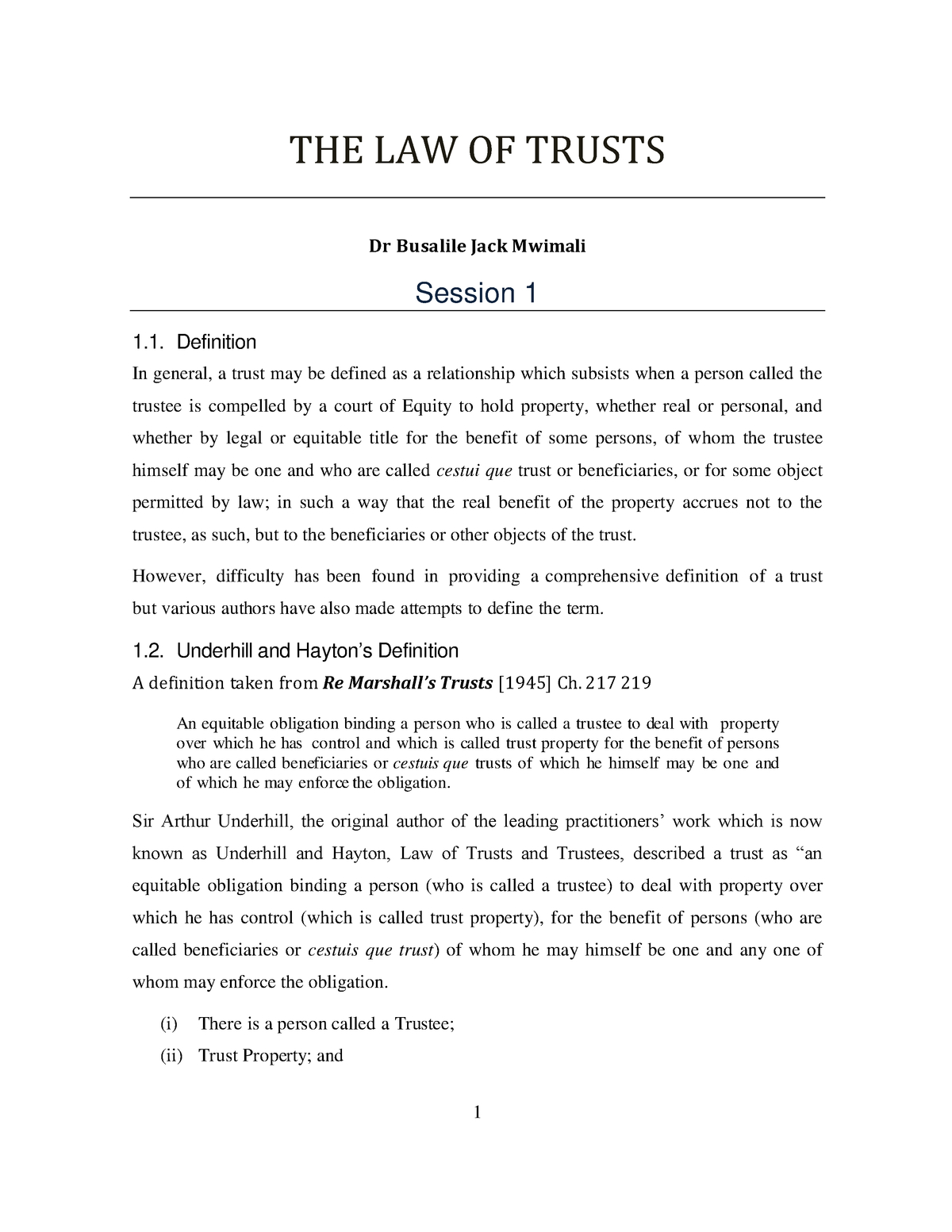 Trusteed Buy Sell Agreement Trusts Consolidated Notes Lpr 302 Law Of Trust And Equity Studocu