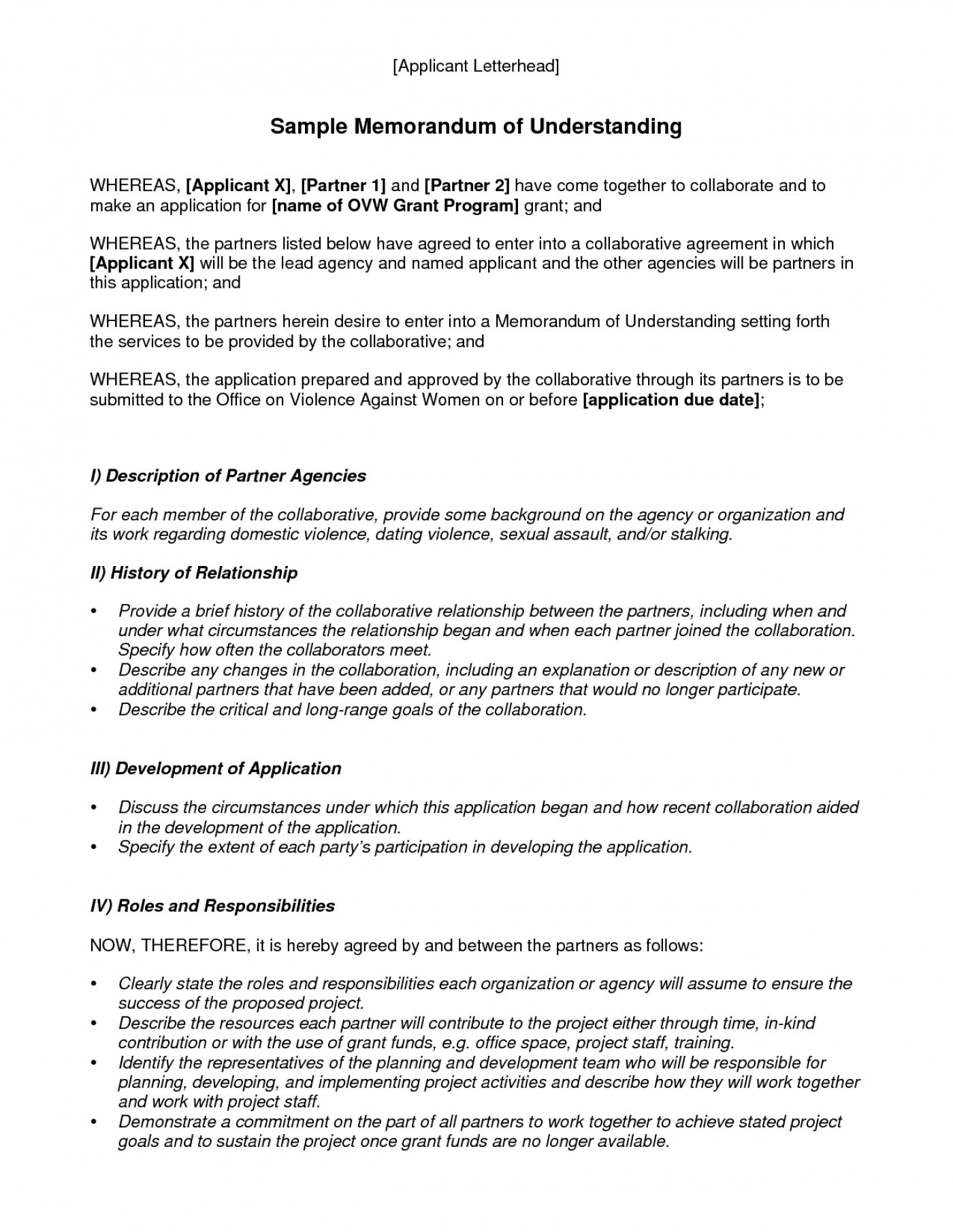 Understanding Agreement Sample 011 Template Ideas Memorandum Of Agreement Pdf And Sample