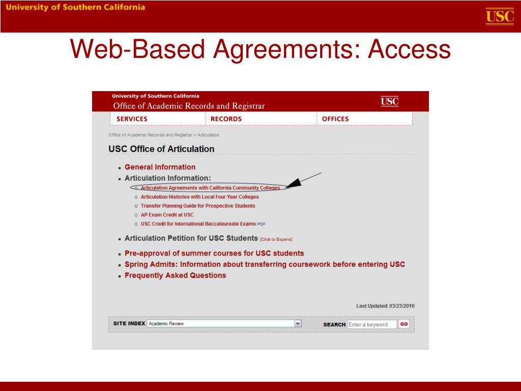 Usc Articulation Agreements Ppt 2012 Ciac Anaheim Ca Powerpoint Presentation Id4771185