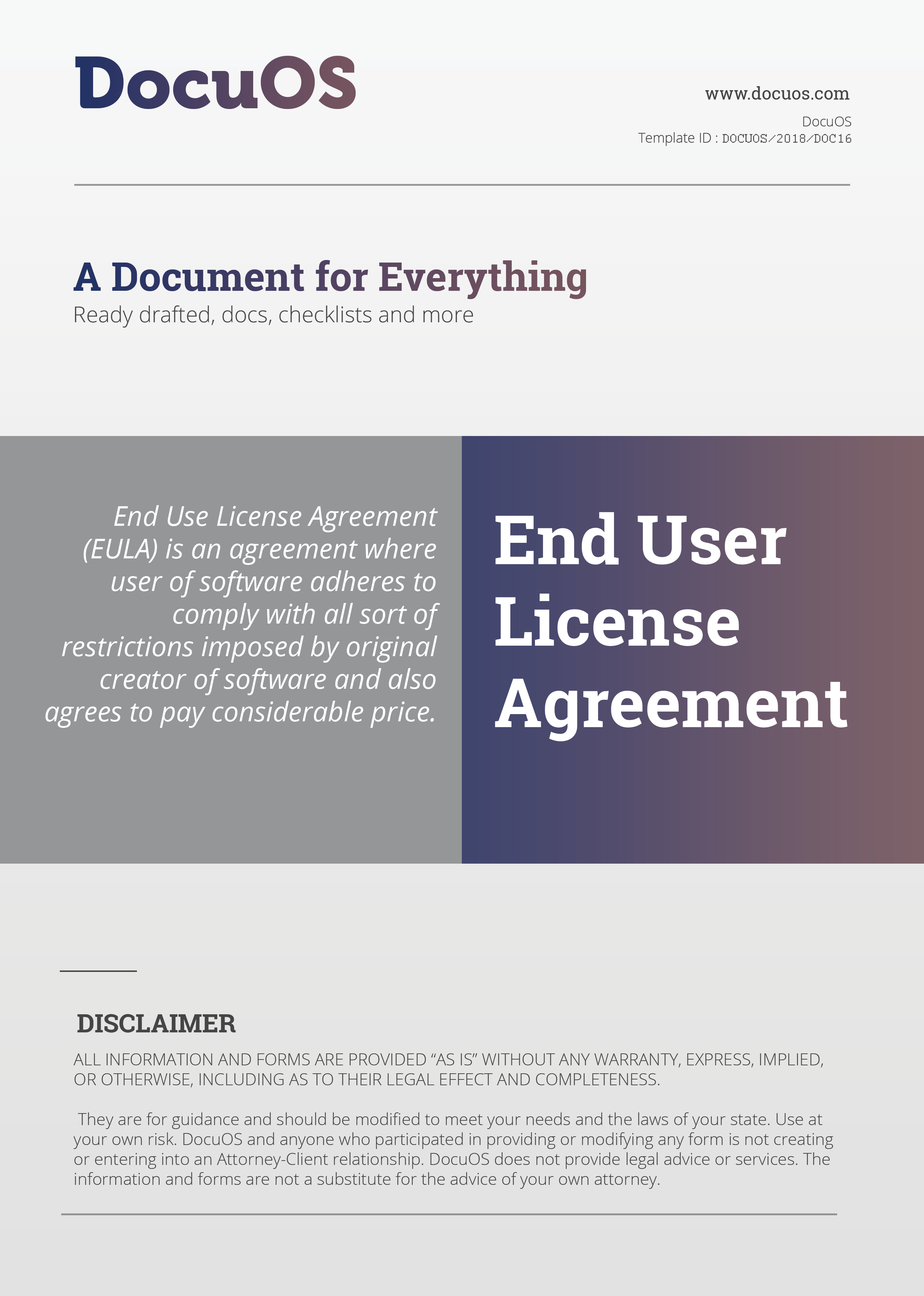 User Agreement Template End User License Agreement Eula