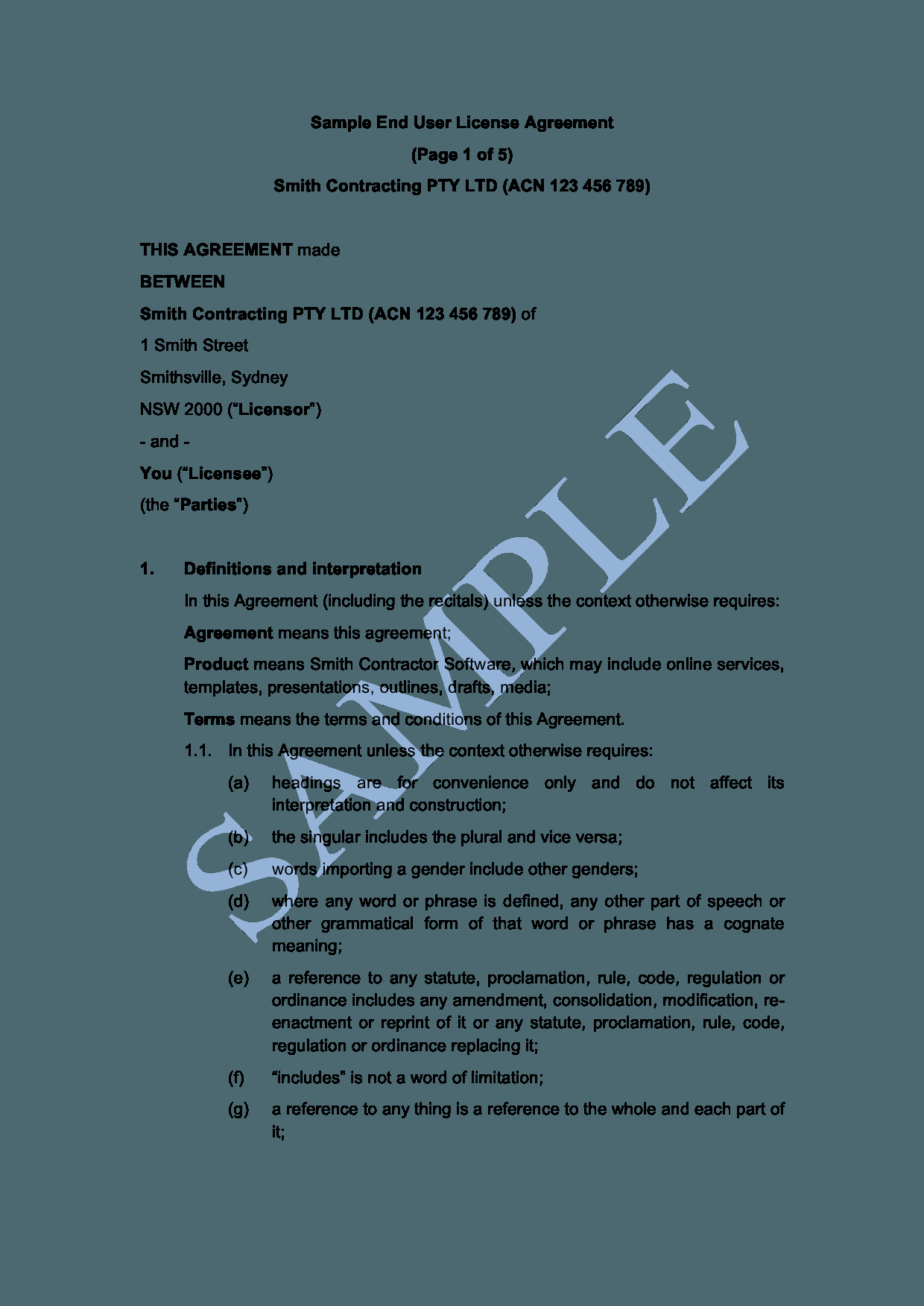 User Agreement Template End User License Agreement Template Sample Lawpath