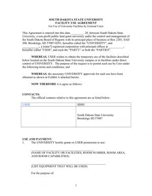 User Agreement Template Facility Use Agreement Template
