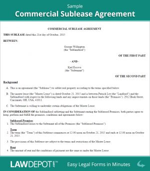 Warehouse Agreement Sample Commercial Sublease Agreement Template Us Lawdepot