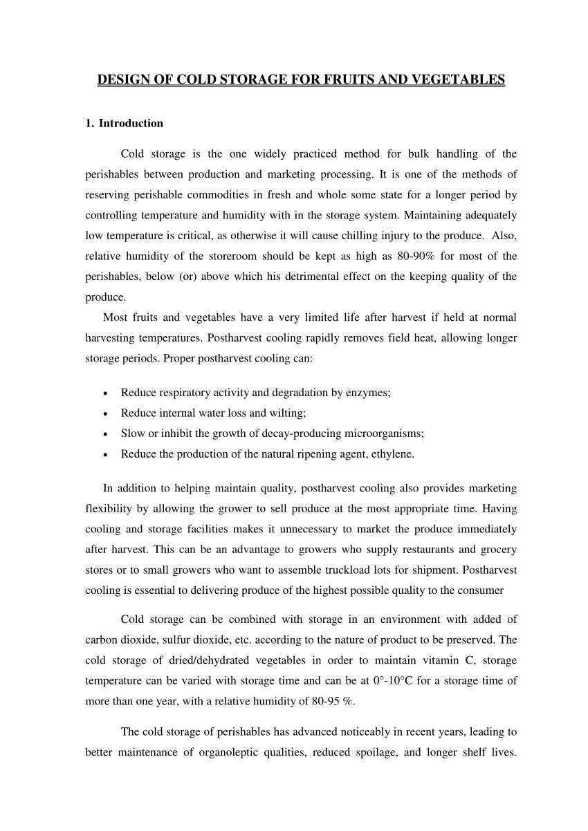Warehouse Agreement Sample Pdf Design Of Cold Storage For Fruits And Vegetables