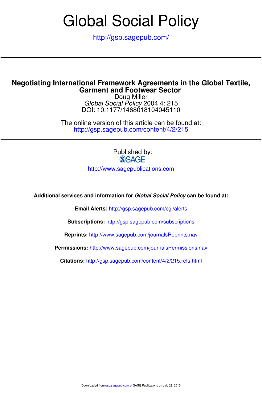 What Are Framework Agreements Pdf Negotiating International Framework Agreements In The Global