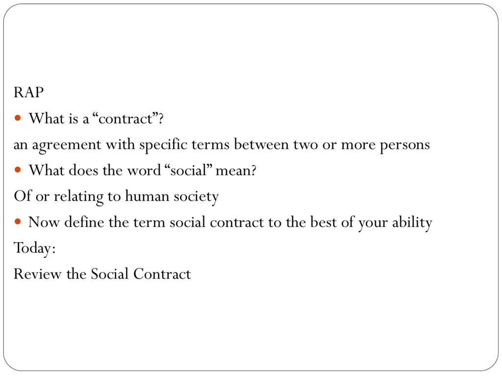 What Does The Term Agreement Mean Ch 1 Social Contract Hobbes Locke And Rousseau