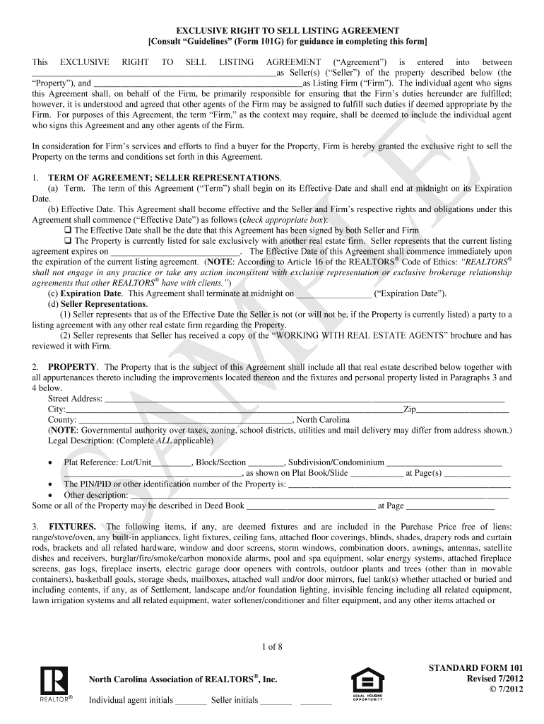 What Is A Listing Agreement In Real Estate Nc Listing Agreement Fill Online Printable Fillable Blank