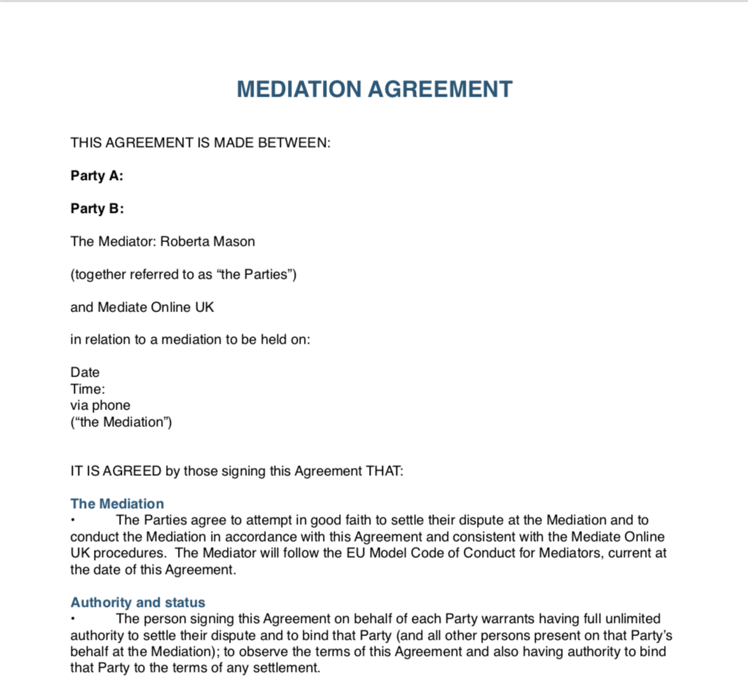 What Is A Mediation Agreement Resources Mediate Online Uk