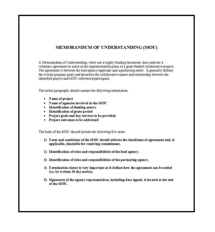 What Is A Memorandum Of Agreement Between Two Parties 50 Free ...