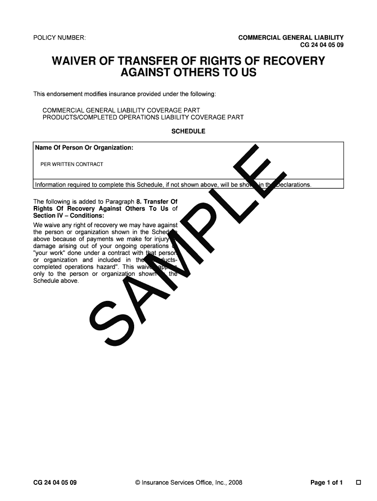 What Is A Subrogation Agreement A Sample Of Subrogation Form Fill Online Printable Fillable