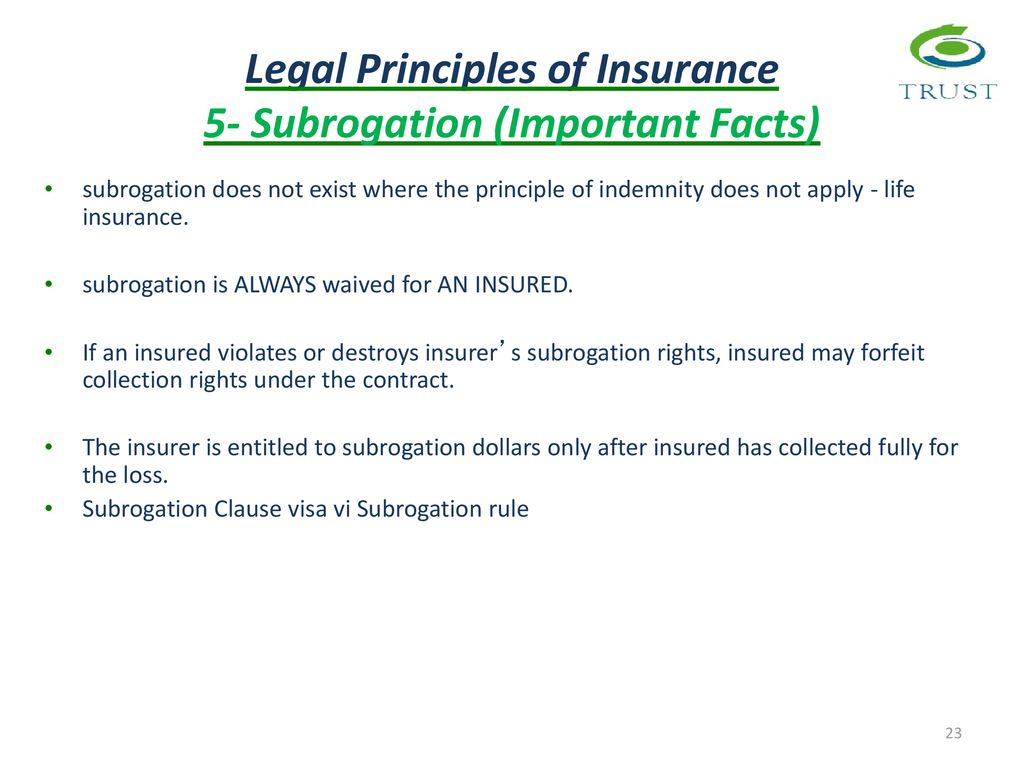 What Is A Subrogation Agreement Introduction To Insurance Lecture 2 Ppt Download