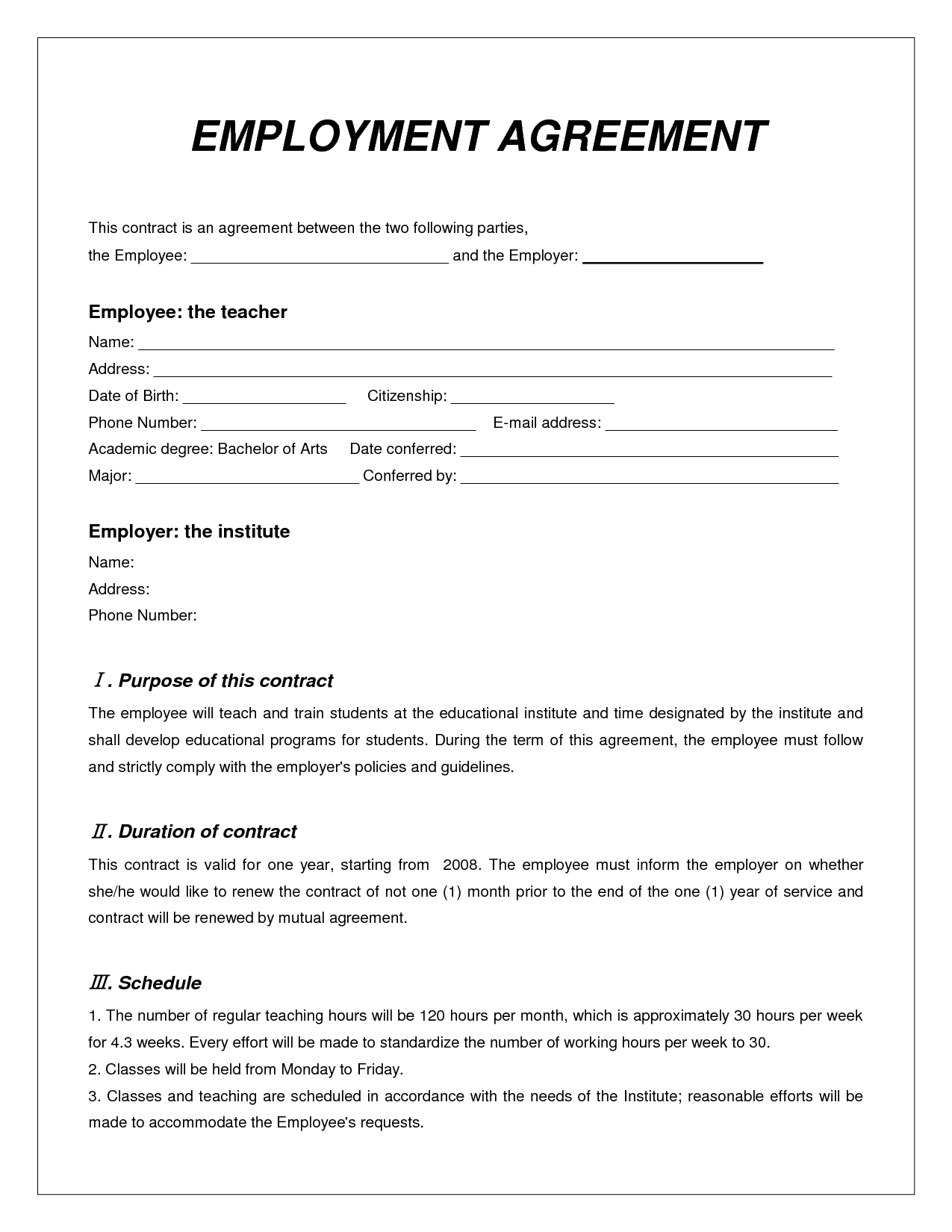 Workers Agreement Sample Workers Contract Sample Filename Employment Template Word