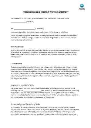 Writing Contract Agreement Download Writer Agreement Template Bonsai